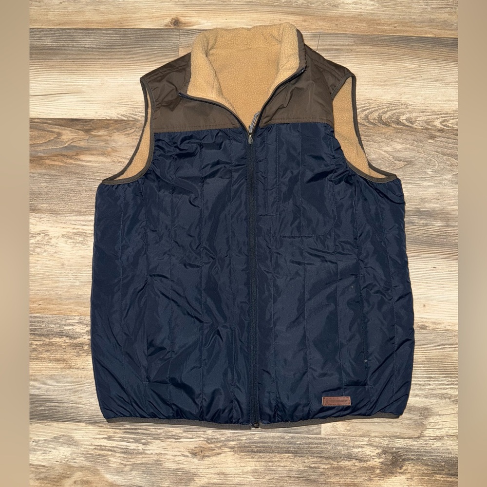 Free Country Men's Dark Blue and Brown Vest
